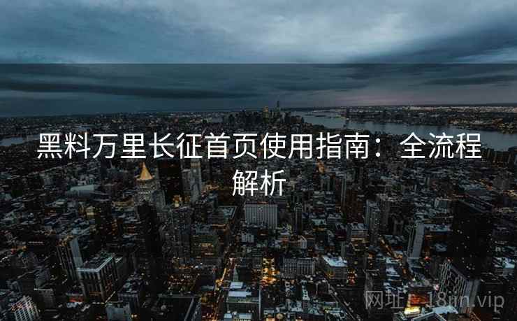黑料万里长征首页使用指南：全流程解析